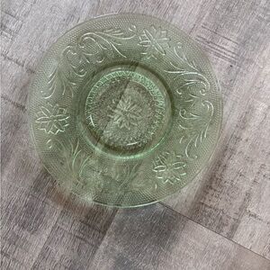 Tiara Indian Glass Company Chantilly 6inch Green Depression Salad Plate